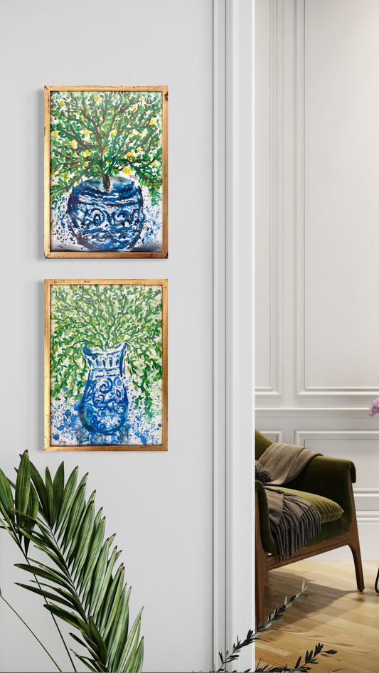 Bleu blanc-Ficus Tree
