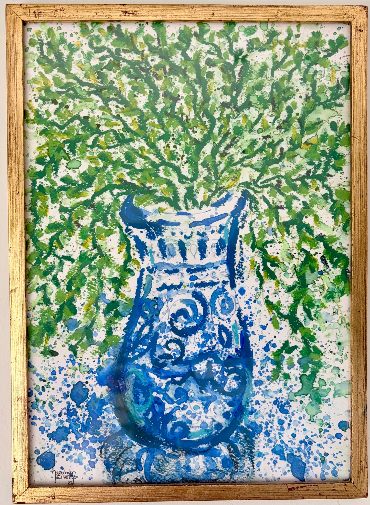 Bleu blanc-Ficus Tree